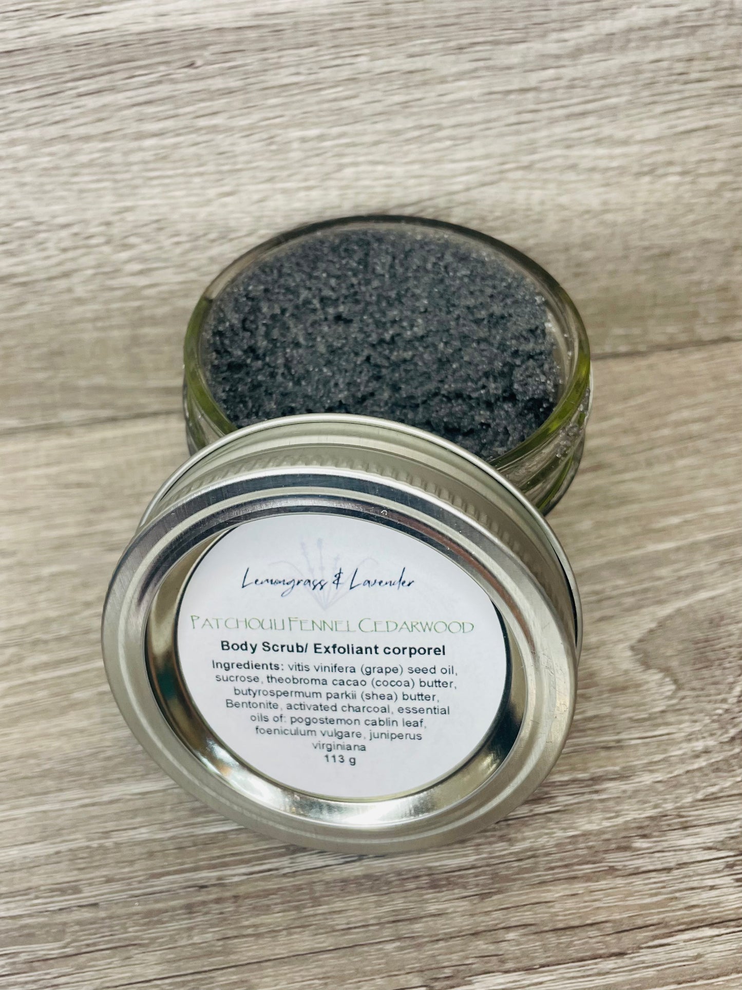Patchouli Fennel Cedarwood Body Scrub/exfoliant corporel