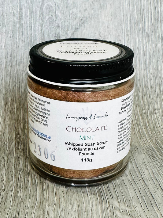 Chocolate Mint Whipped Soap Scrub/ exfoliant de savon fouetté
