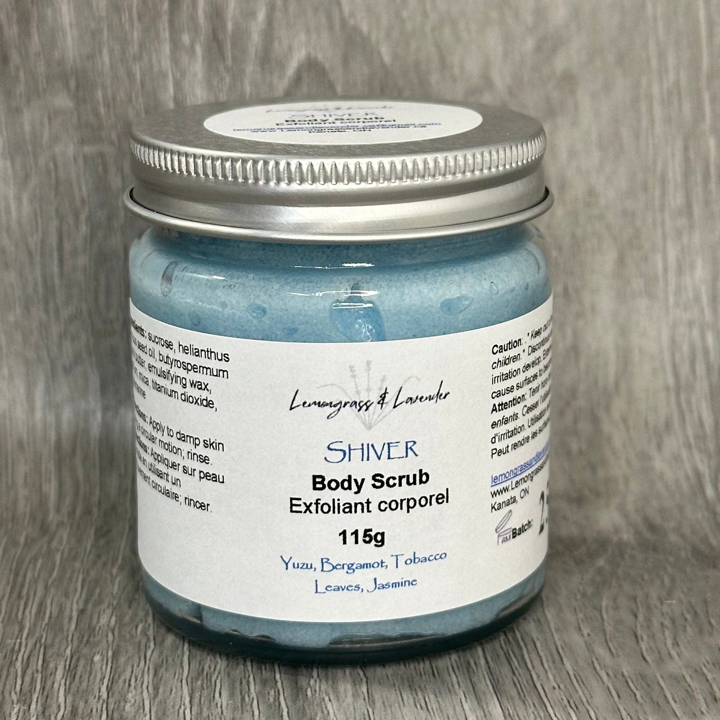 Shiver Body Scrub/exfoliant corporel
Made in Ottawa, ON, Canada
Sustainable packaging