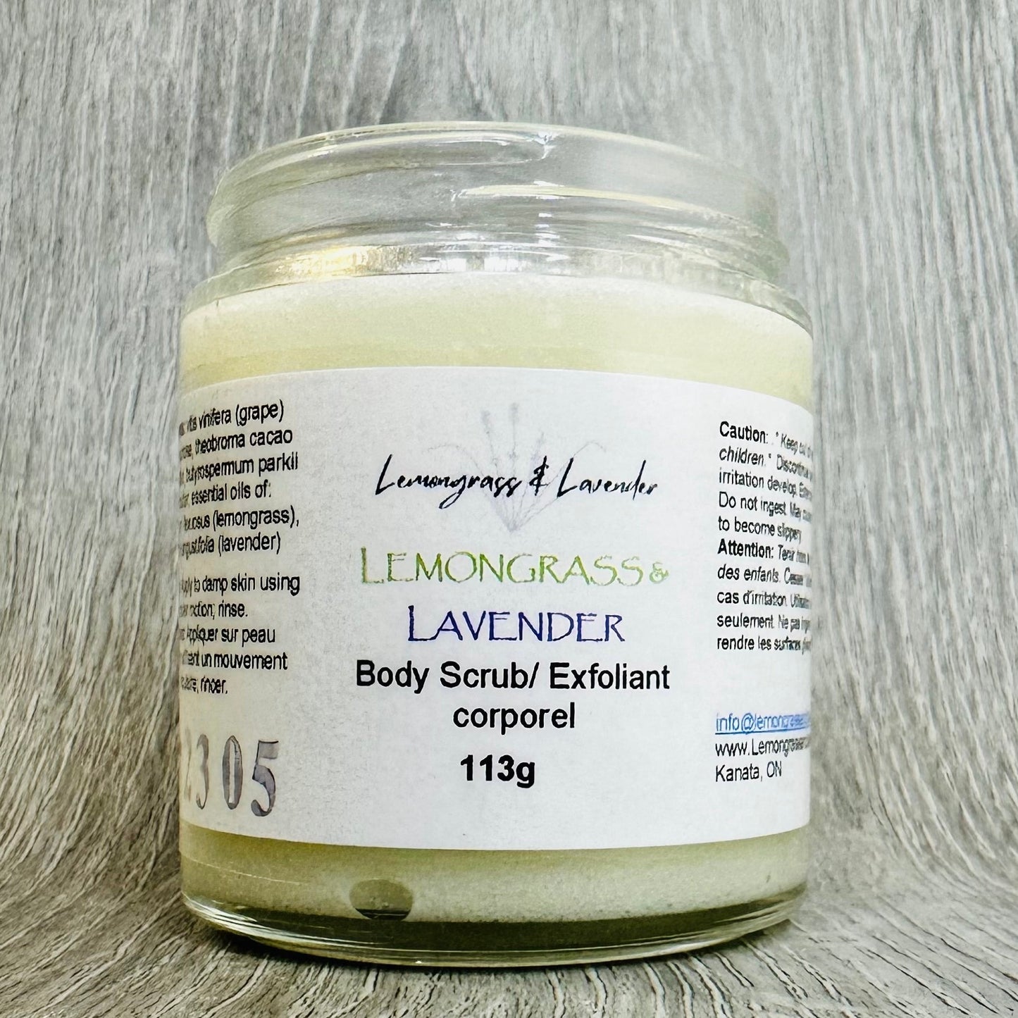 Lemongrass & Lavender body scrub/exfoliant pour corporel