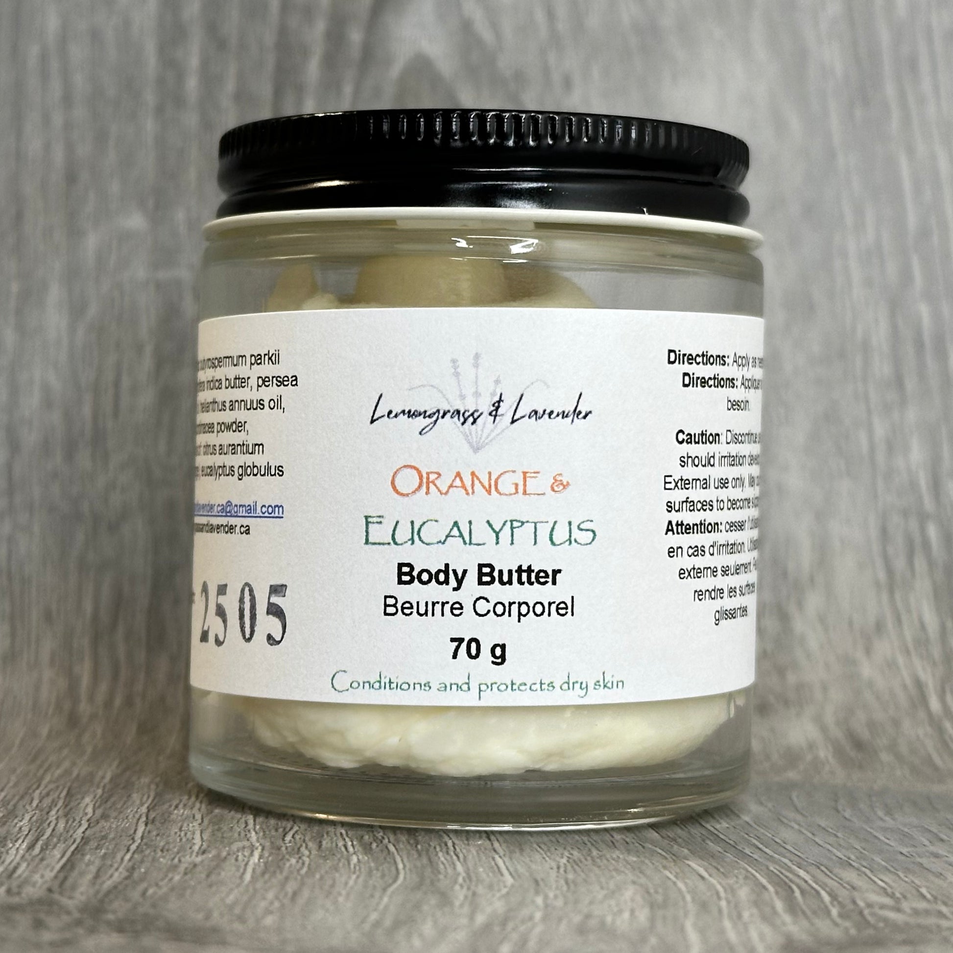 Handcrafted Body Butter, scented with Orange & Eucalyptus pure essential oils